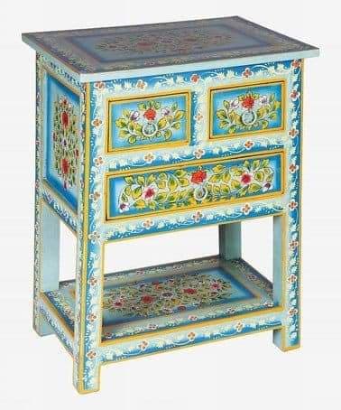 Table console Zouaq marocaine peinte à la main avec tiroirs